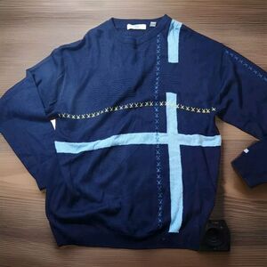 Azzure  DENIM Vintage  Sweater Lightweight Sweat Shirt Men SZ 3XL Color block‎